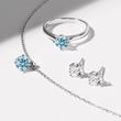 BAGUE DE FIANÇAILLES EN OR BLANC AVEC DIAMANT BLEU - BAGUES AVEC DIAMANTS DE SYNTHÈSE - BAGUES DE FIANÇAILLES