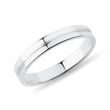 Women's square profile engraved wedding ring in white gold