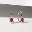 BOUCLES D'OREILLES EN OR ROSE AVEC RUBIS ET DIAMANTS - BOUCLES D'OREILLES EN RUBIS - BOUCLES D'OREILLES