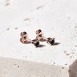 PUCES D'OREILLES EN OR ROSE AVEC DIAMANTS NOIRS - PUCES D'OREILLES EN DIAMANT - BOUCLES D'OREILLES