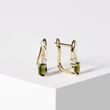 BOUCLES D'OREILLES EN OR AVEC MOLDAVITES ET DIAMANTS - BOUCLES D'OREILLES EN MOLDAVITE - BOUCLES D'OREILLES