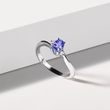 TANZANITE AND DIAMOND RING IN 14K WHITE GOLD - TANZANITE RINGS - RINGS