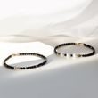 BLACK SPINEL AND PEARL GOLD BRACELET - MINERAL BRACELETS - BRACELETS