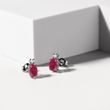 Diamond and Ruby Earrings in 14k White Gold