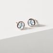 PUCES D'OREILLES EN OR ROSE ET AIGUE-MARINE - BOUCLES D'OREILLES EN AIGUE-MARINE - BOUCLES D'OREILLES