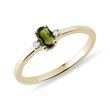 MOLDAVITE AND SIDE DIAMOND RING IN YELLOW GOLD - MOLDAVITE RINGS - RINGS