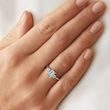 EMERALD CUT AQUAMARINE AND DIAMOND RING IN WHITE GOLD - AQUAMARINE RINGS - RINGS