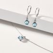 BOUCLES D'OREILLES EN OR BLANC ORNÉES DE TOPAZES SWISS BLUE ET DE DIAMANTS - BOUCLES D'OREILLES EN TOPAZE - BOUCLES D'OREILLES