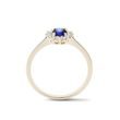 BAGUE HALO EN OR JAUNE AVEC SAPHIR ET DIAMANTS - BAGUES DE FIANÇAILLES EN SAPHIR - BAGUES DE FIANÇAILLES