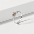 BAGUE AVEC DIAMANT CHAMPAGNE EN OR BLANC - BAGUES DE FIANÇAILLES AVEC DIAMANTS DE COULEUR - BAGUES DE FIANÇAILLES