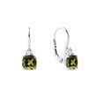 BOUCLES D’OREILLES EN OR BLANC, DIAMANTS ET MOLDAVITE - BOUCLES D'OREILLES EN MOLDAVITE - BOUCLES D'OREILLES