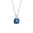 COLLIER EN OR BLANC AVEC TOPAZE LONDON BLUE ET DIAMANT - COLLIERS AVEC TOPAZE - COLLIERS