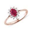 Ruby ​​and diamond ring Kate in rose gold