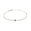 YELLOW GOLD DOUBLE CHAIN BRACELET WITH A ROUND MOLDAVITE - GEMSTONE BRACELETS - BRACELETS