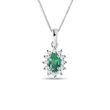 Emerald and Diamond Necklace in White Gold