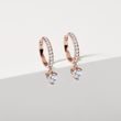 ROSE GOLD DIAMOND HUGGIE HOOPS WITH A HEART - DIAMOND EARRINGS - EARRINGS
