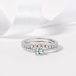 AQUAMARINE AND DIAMOND RING IN WHITE GOLD - AQUAMARINE RINGS - RINGS