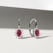 BOUCLES D'OREILLES EN OR BLANC AVEC DIAMANTS ET RUBIS - BOUCLES D'OREILLES EN RUBIS - BOUCLES D'OREILLES