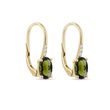 MOLDAVITE AND DIAMOND GOLD DROP EARRINGS - MOLDAVITE EARRINGS - EARRINGS