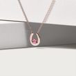 Horseshoe sapphire pendant necklace in rose gold