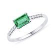 Emerald and diamond ring in white gold