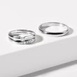 WHITE GOLD WEDDING RING SET WITH A ROW OF 7 DIAMONDS - WHITE GOLD WEDDING SETS - WEDDING RINGS