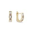 CHAMPAGNE AND CLEAR DIAMOND GOLD HUGGIE EARRINGS - DIAMOND EARRINGS - EARRINGS