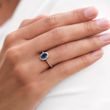 LUXURY WHITE GOLD RING WITH SAPPHIRE AND BRILLIANTS - SAPPHIRE ENGAGEMENT RINGS - ENGAGEMENT RINGS