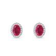 BOUCLES D'OREILLES OVALES AVEC RUBIS ET DIAMANTS EN OR BLANC - BOUCLES D'OREILLES EN RUBIS - BOUCLES D'OREILLES