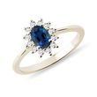 BAGUE HALO EN OR JAUNE AVEC SAPHIR ET DIAMANTS - BAGUES DE FIANÇAILLES EN SAPHIR - BAGUES DE FIANÇAILLES