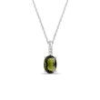 MOLDAVITE AND DIAMOND WHITE GOLD NECKLACE - MOLDAVITE NECKLACES - NECKLACES