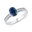 Ring in White Gold with Sapphire and Diamonds