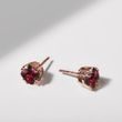 BOUCLES D'OREILLES EN OR ROSE ET RHODOLITES - BOUCLES D'OREILLES AVEC GEMMES - BOUCLES D'OREILLES