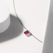 EMERALD CUT RUBY AND DIAMOND PENDANT IN WHITE GOLD - RUBY NECKLACES - NECKLACES