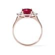 RING WITH RHODOLITE AND BRILLIANTS IN ROSE GOLD - GEMSTONE RINGS - 