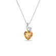 HEART-SHAPED CITRINE AND DIAMOND NECKLACE IN WHITE GOLD - CITRINE NECKLACES - NECKLACES