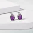 EARRINGS IN WHITE GOLD WITH AMETHYSTS AND DIAMONDS - AMETHYST EARRINGS - 