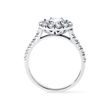 BAGUE AURÉOLE DIAMANT EN OR BLANC 14 CARATS - BAGUES AVEC DIAMANTS DE SYNTHÈSE - BAGUES DE FIANÇAILLES