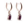 BOUCLES D'OREILLES EN OR ROSE AVEC DIAMANTS ET RHODOLITES - BOUCLES D'OREILLES AVEC GEMMES - BOUCLES D'OREILLES