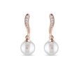 EARRINGS WITH DIAMONDS AND PEARLS IN ROSE GOLD - PEARL EARRINGS - PEARL JEWELRY