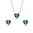 SET AUS OHRRINGEN UND HALSKETTE MIT LONDONER TOPAS IN HERZFORM - SCHMUCK SETS EDELSTEINE - SCHMUCK