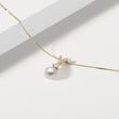 PEARL NECKLACE WITH A DIAMOND IN YELLOW GOLD - PEARL PENDANTS - PEARL JEWELLERY