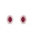 RUBY AND DIAMOND HALO EARRINGS IN YELLOW GOLD - RUBY EARRINGS - EARRINGS
