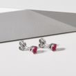 RUBY ​​STUD EARRINGS IN WHITE GOLD - RUBY EARRINGS - EARRINGS