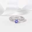 ENGAGEMENT RING IN WHITE GOLD WITH TANZANITE AND DIAMONDS - TANZANITE RINGS - 