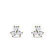 PUCES D'OREILLES EN OR AVEC TROIS DIAMANTS - PUCES D'OREILLES EN DIAMANT - BOUCLES D'OREILLES