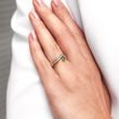 GELBGOLD-RING SET MIT SMARAGD UND DIAMANTEN - SET: VERLOBUNGS- UND TRAURING - VERLOBUNGSRINGE