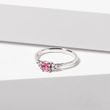 Pink sapphire and diamond ring in white gold