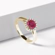 GOLDRING MIT RUBIN UND DIAMANTEN - RINGE MIT RUBIN - RINGE