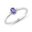 TANZANITE AND SIDE DIAMOND RING IN WHITE GOLD - TANZANITE RINGS - RINGS